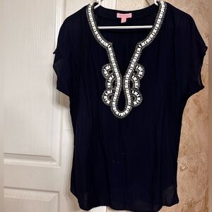 Lily Pulitzer | Navy Embellished Top Small